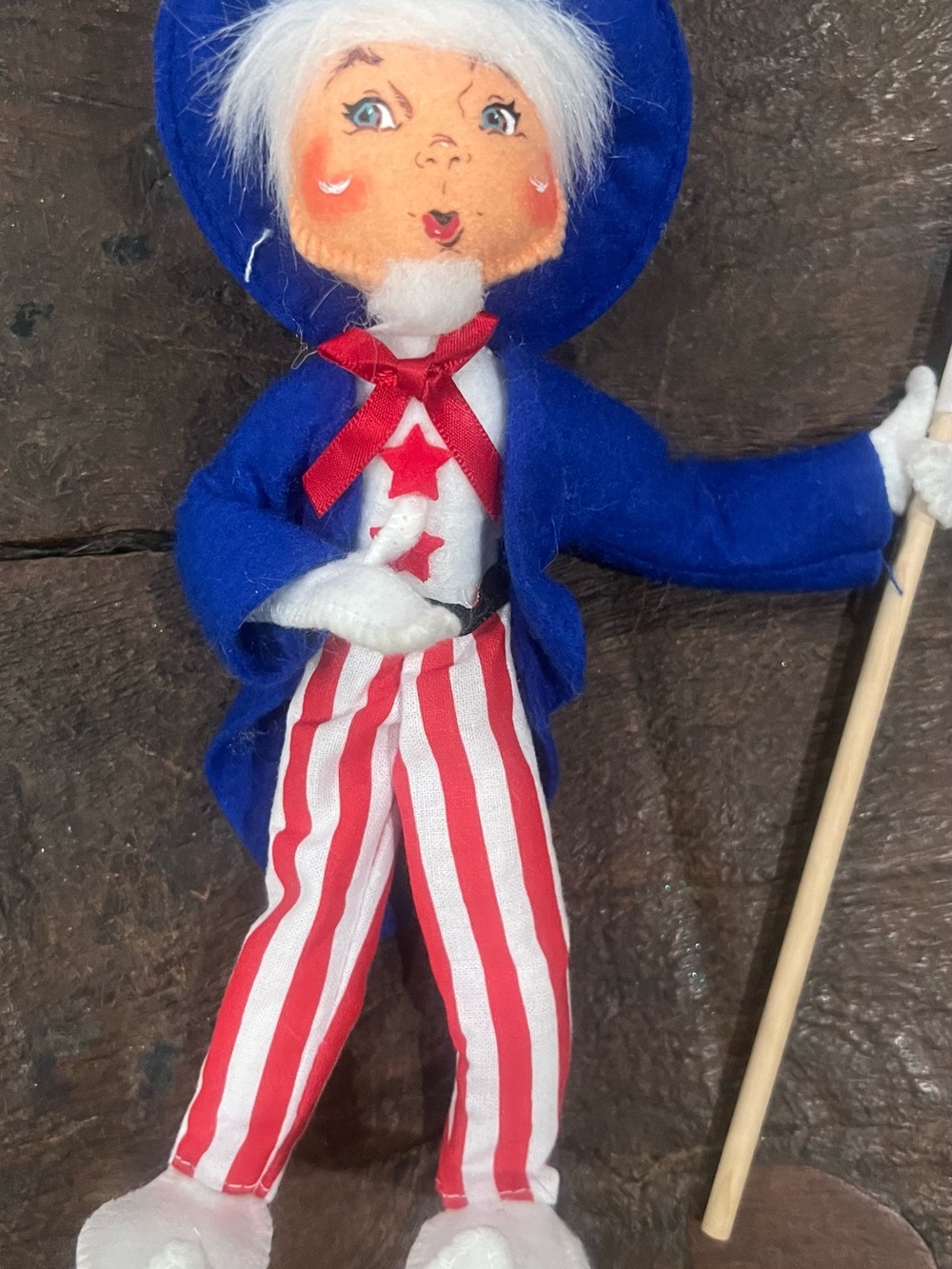 Annalee Patriotic Doll in Blue, Red, and White with Flag 9”. - Picture 2 of 4